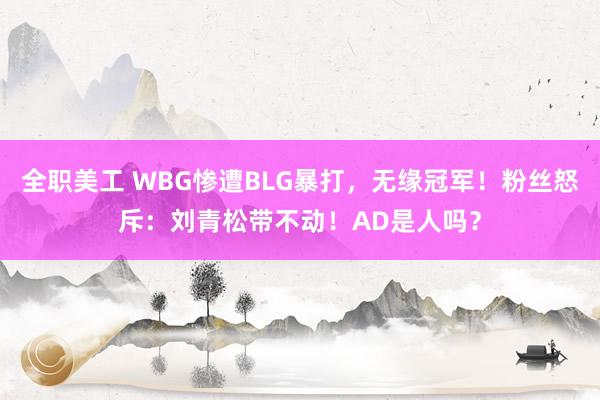 全职美工 WBG惨遭BLG暴打，无缘冠军！粉丝怒斥：刘青松带不动！AD是人吗？