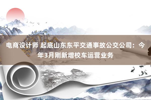 电商设计师 起底山东东平交通事故公交公司：今年3月刚新增校车运营业务